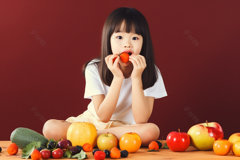 可爱乖巧小女孩吃水果,高清,摄影图,摄影图片,图片大全,摄影图免费下载